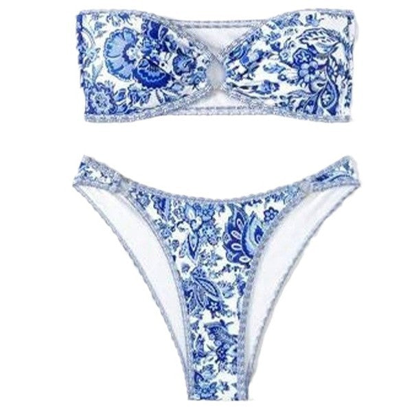 Bikini strapless bikini blue and white porcelain