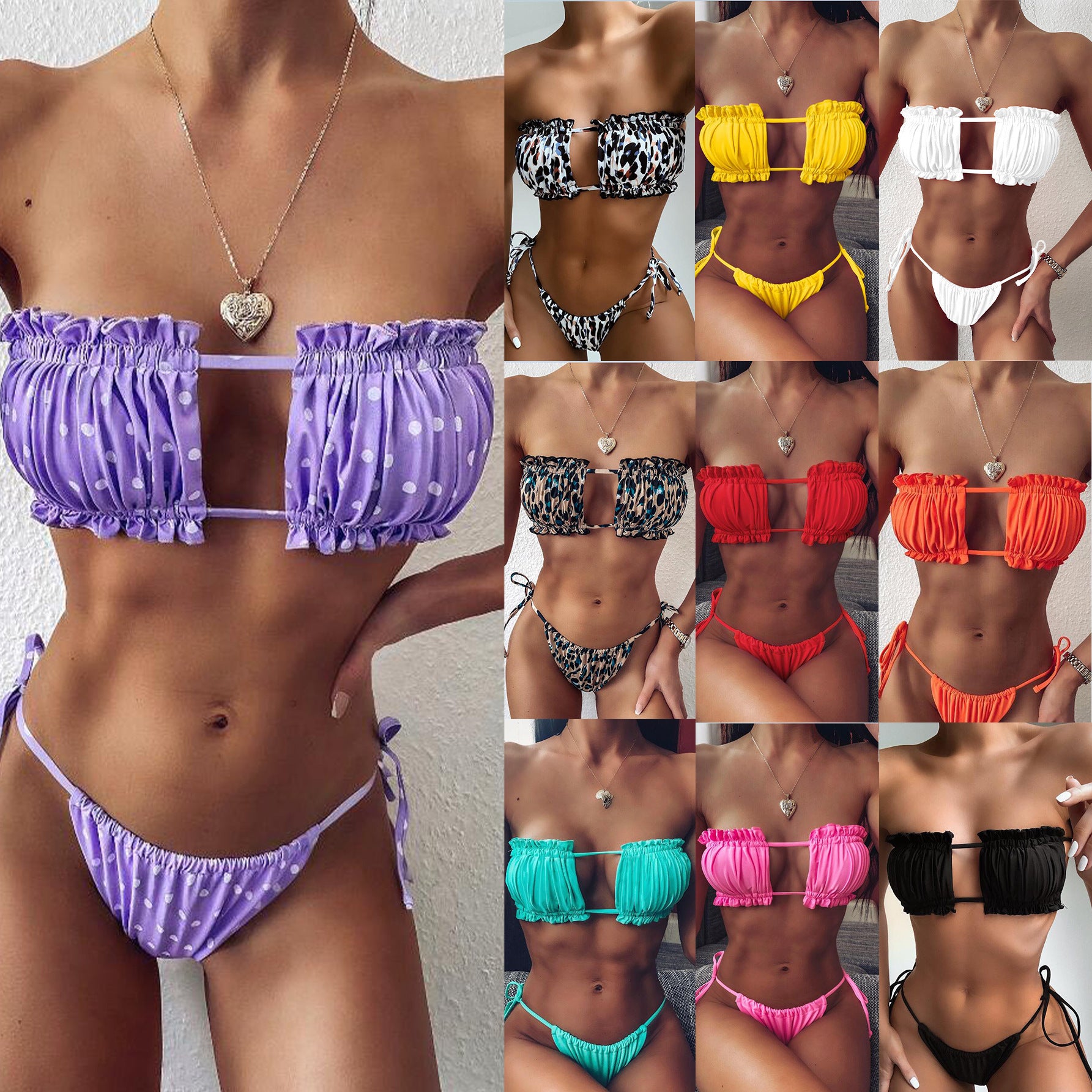 Swimsuit Women's Sexy Strappy Bikini Set Beach Vacation Bikini Swimwear