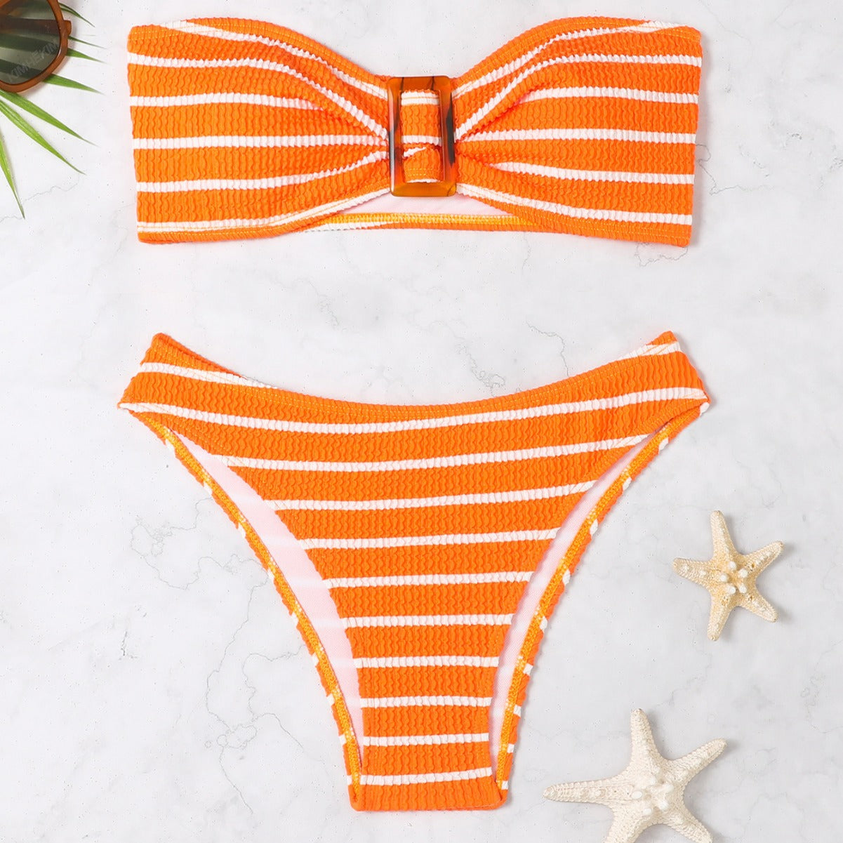 Striped strapless bikini swimsuit for women, bikini