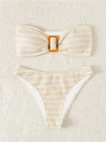 Striped strapless bikini swimsuit for women, bikini