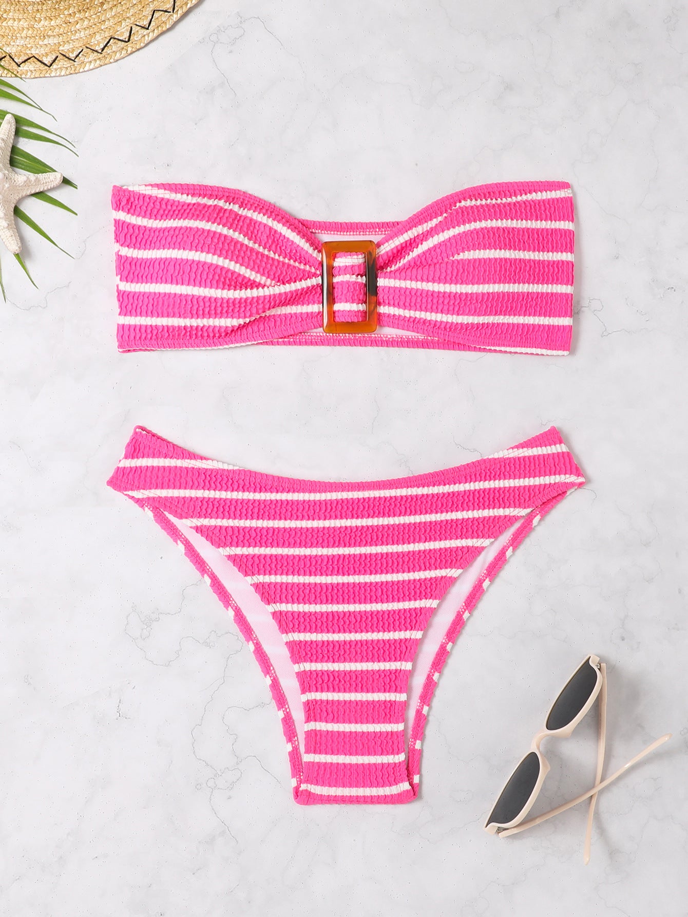 Striped strapless bikini swimsuit for women, bikini
