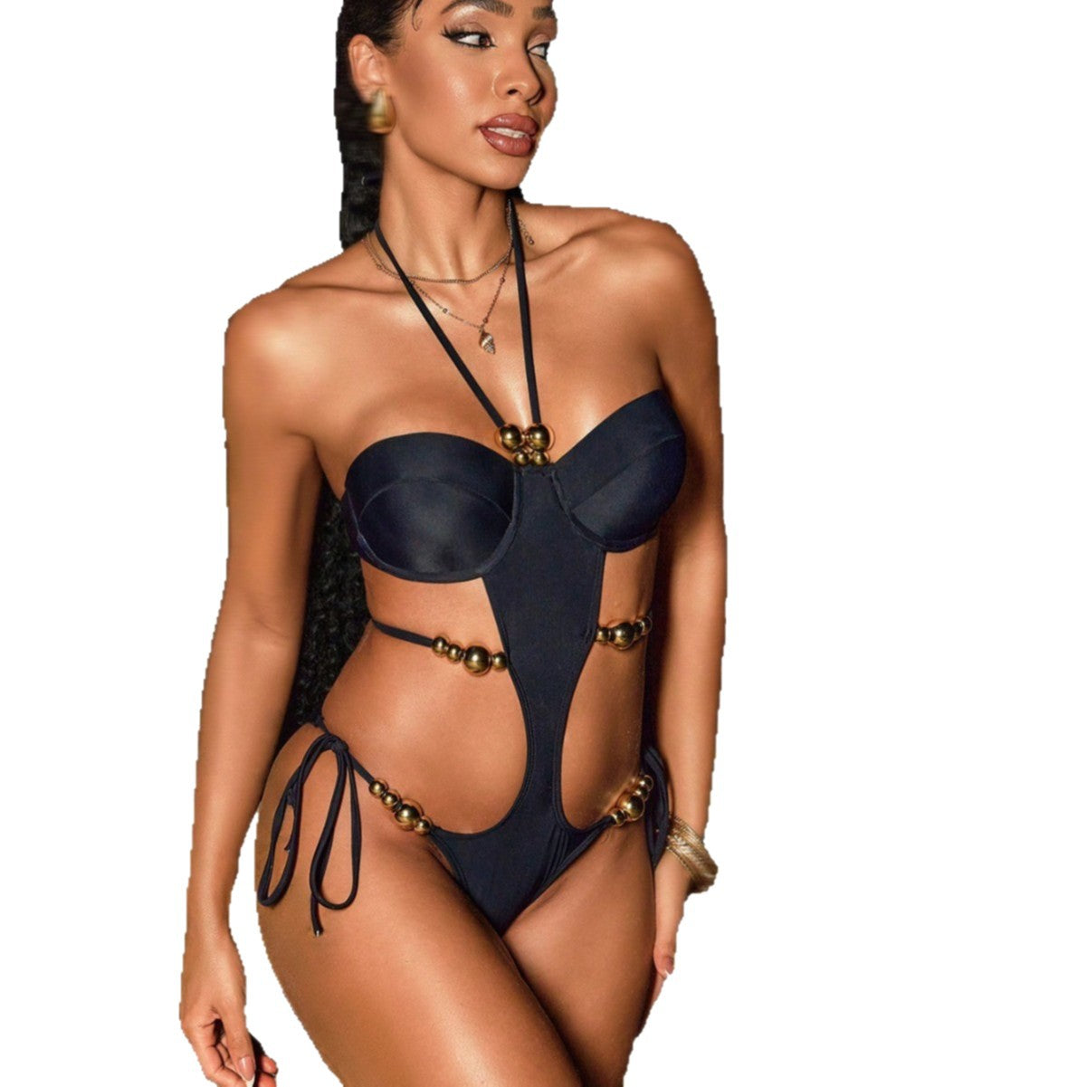 Bikini Swimwear with Built-in Support Strappy Sexy One-Piece Bikini