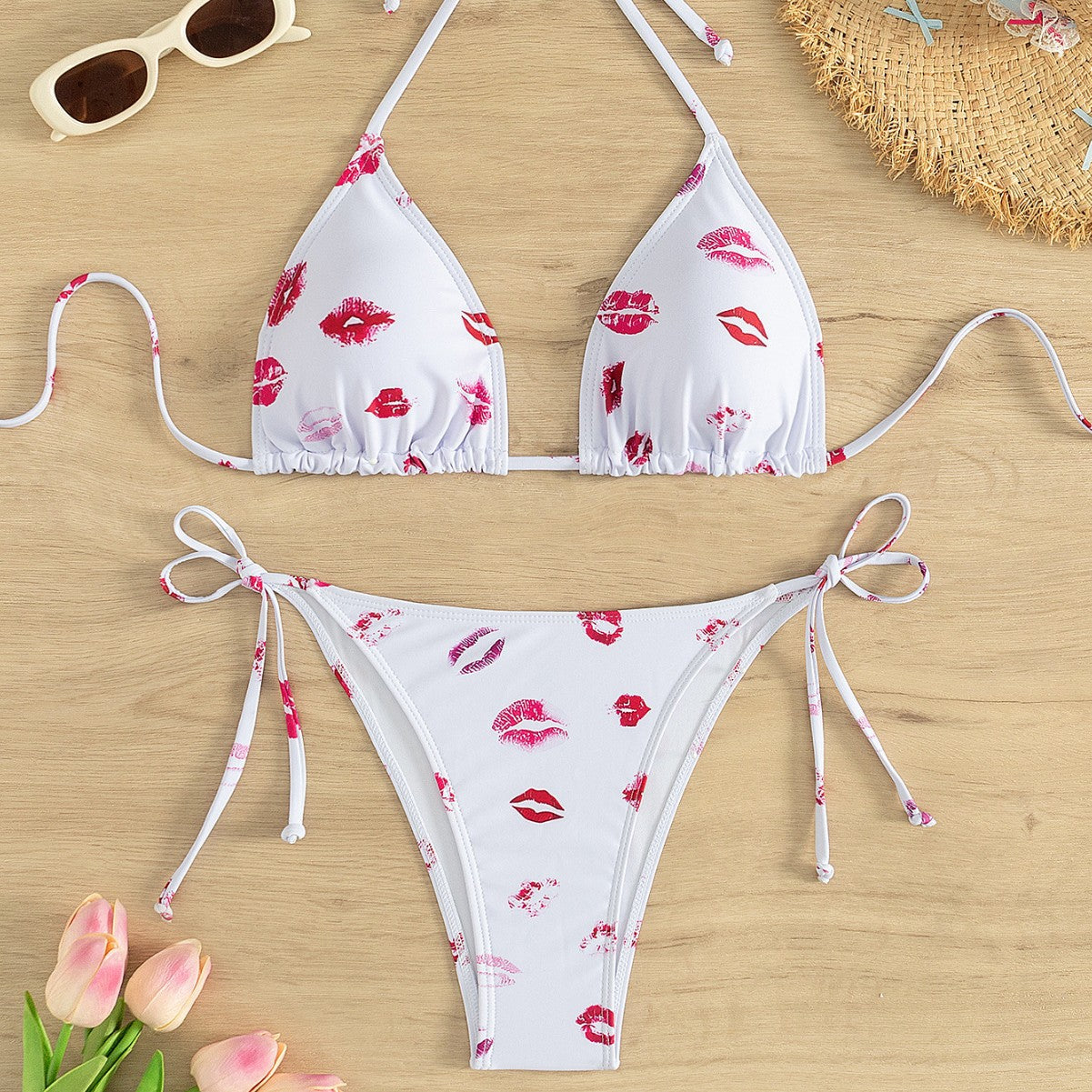 Bikini Swimwear Women Sexy Printed Three-Piece Strappy Bikini