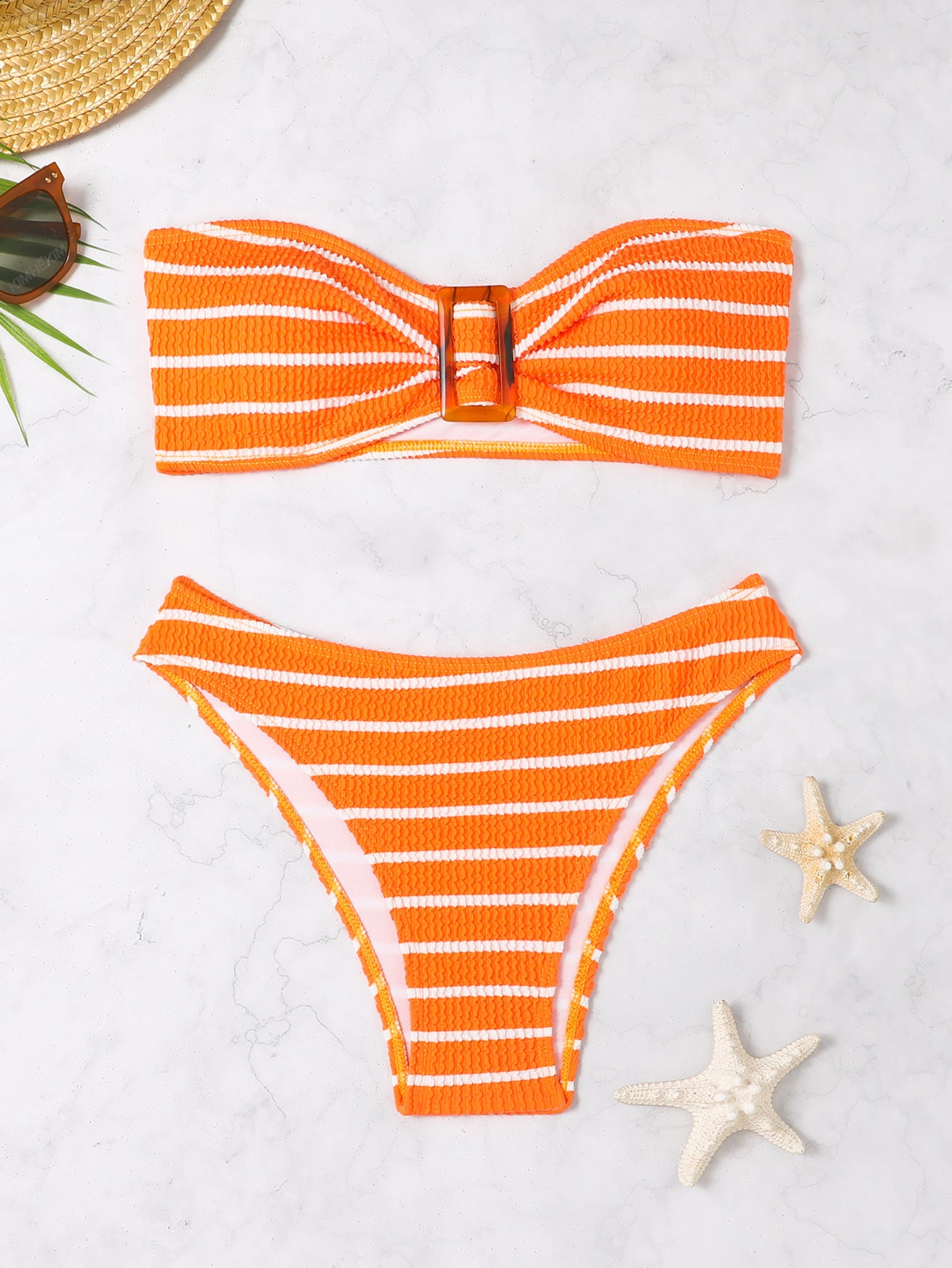 Striped strapless bikini swimsuit for women, bikini