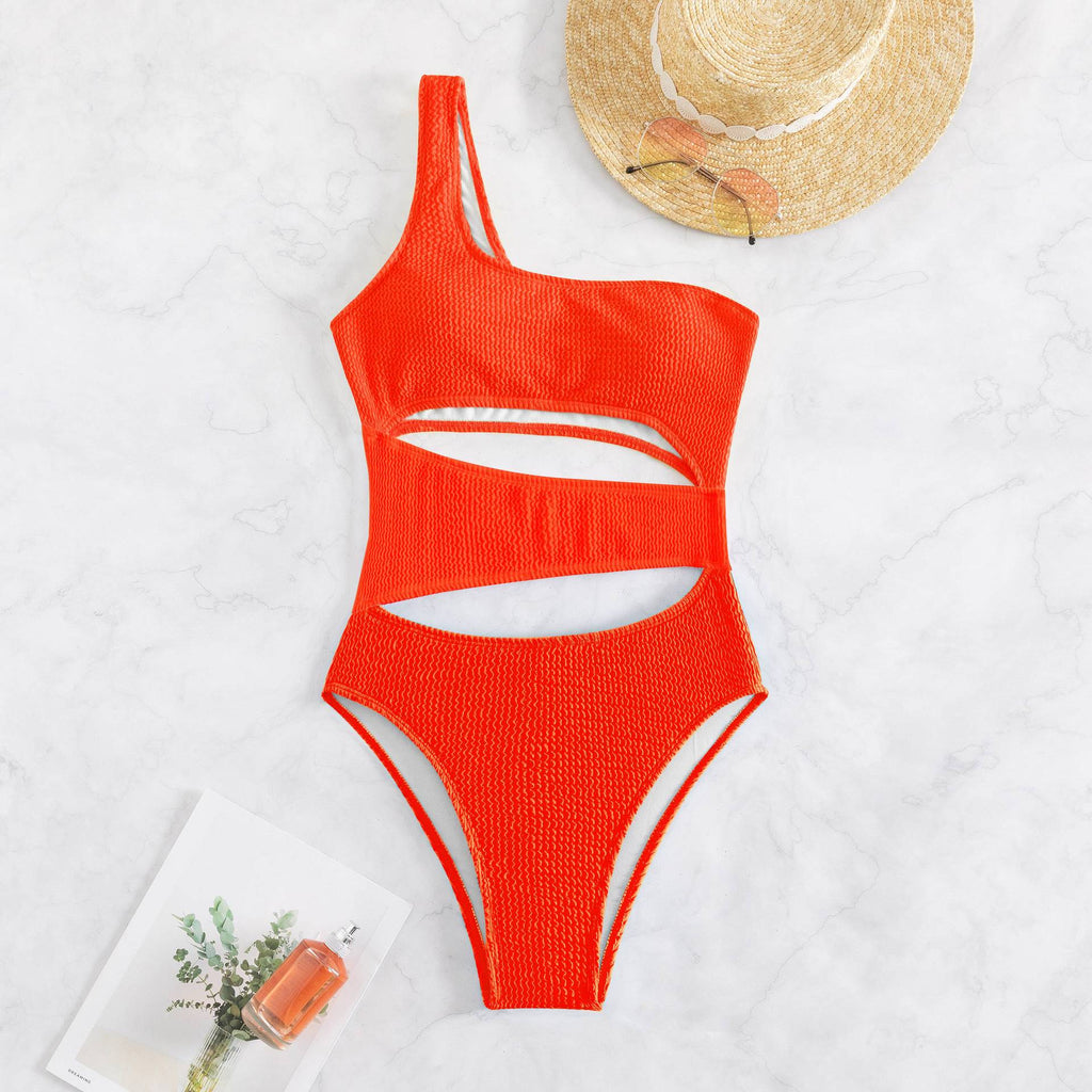 One piece swimsuit sexy solid color