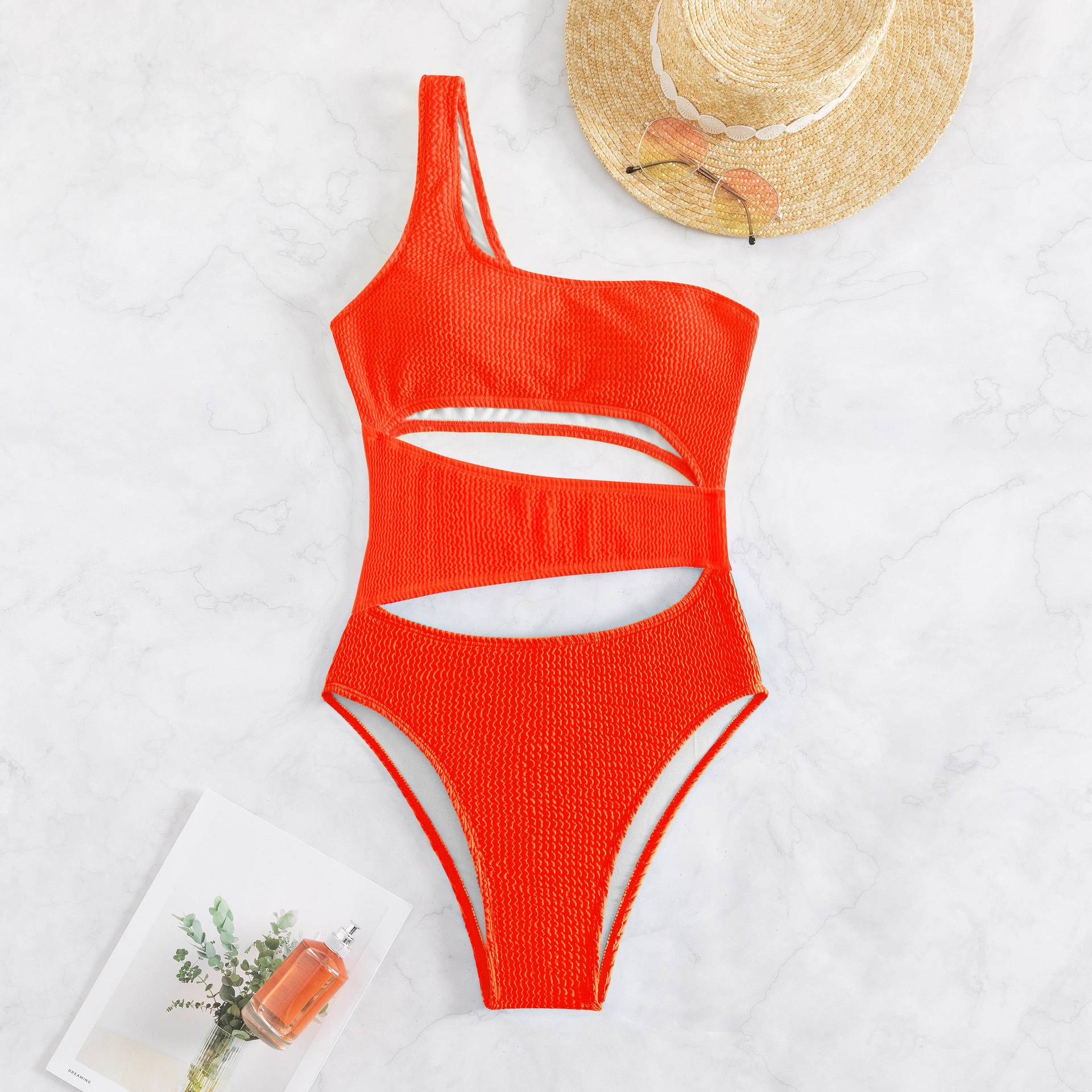 One piece swimsuit sexy solid color
