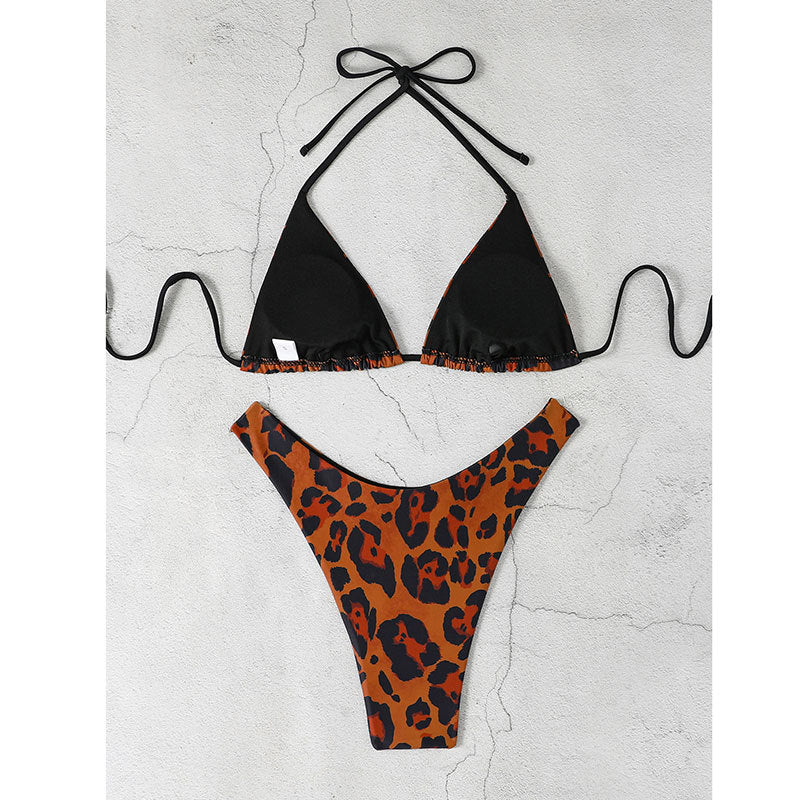 Leopard print triangle bikini