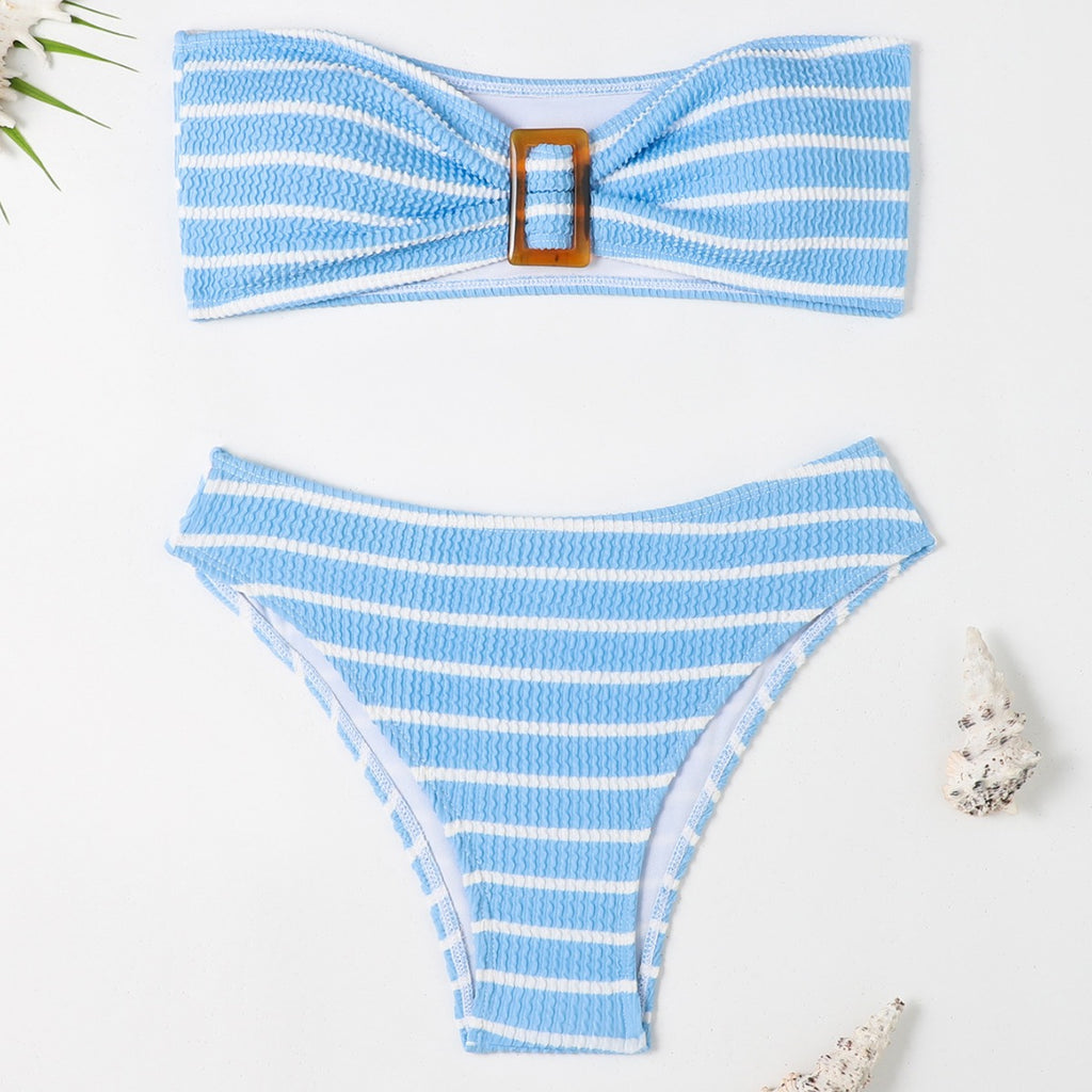 Striped strapless bikini swimsuit for women, bikini