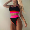 Splicing high waisted split bikini
