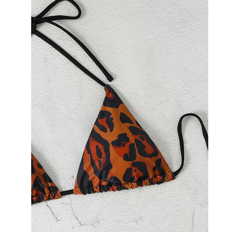 Leopard print triangle bikini