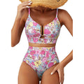 Floral Print High-Waisted U-Line Bikini Set Swimwear for Women